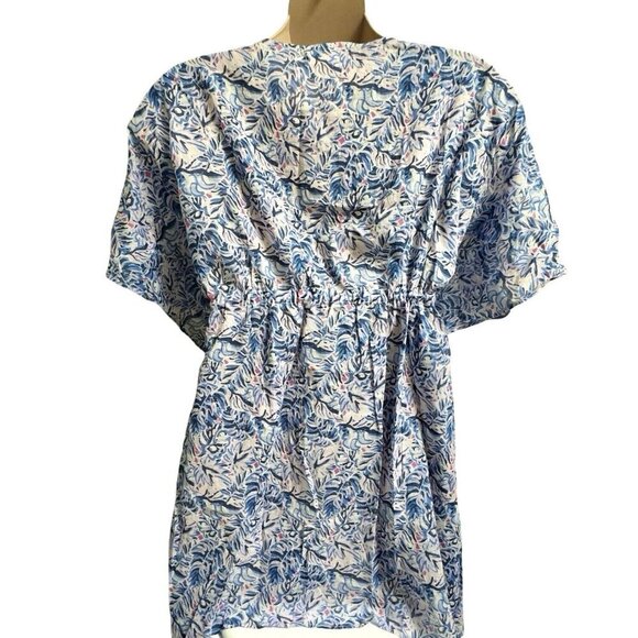 SIMPLY SOUTHERN Tropical Swimsuit Cover Up Kimono Small/Medium Blue Beach Resort - Picture 3 of 12